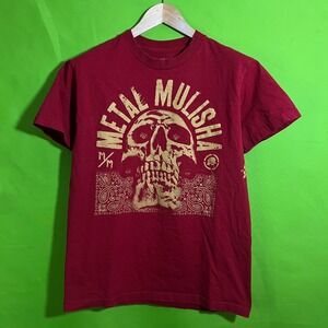 Metal Mulisha Mens Graphic T-Shirt Red Skull Paisley Logo Size Medium Cotton